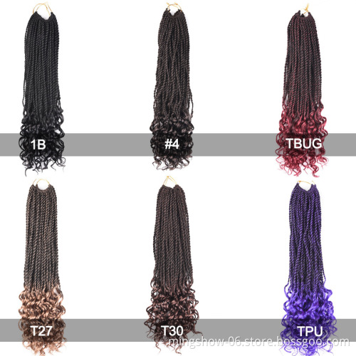 Synthetic Curly Senegalese Twist Crochet African High Temperature Fiber Braiding Fiber Hair Bundles